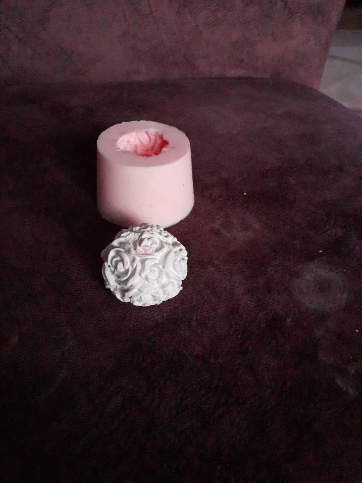 Pembe Gül Desenli Mum Kalıbı - Görsel 2