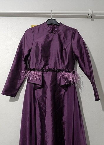 Tafta abiye arkası tül detayli - Görsel 2