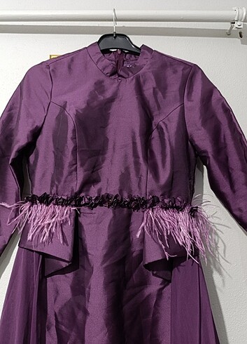 Tafta abiye arkası tül detayli - Görsel 3