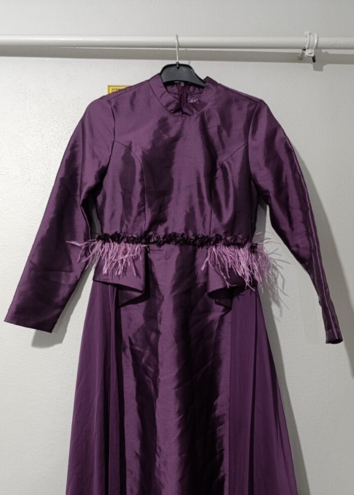 Tafta abiye arkası tül detayli - Görsel 2