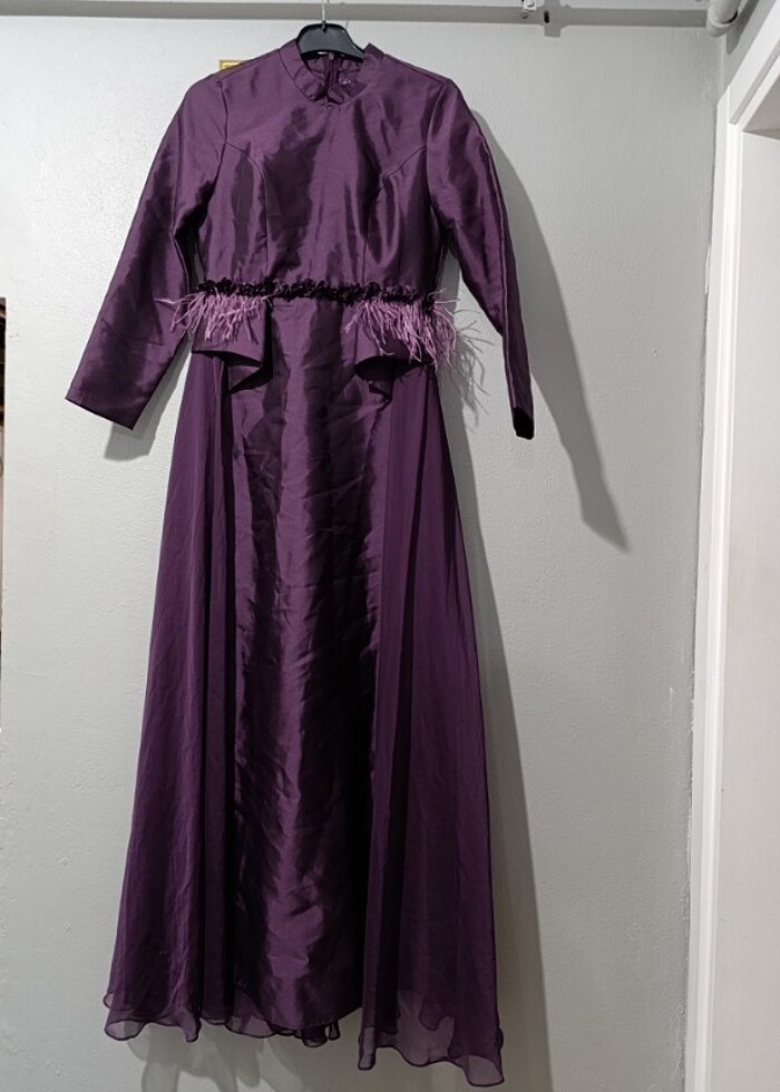 Tafta abiye arkası tül detayli - Görsel 4