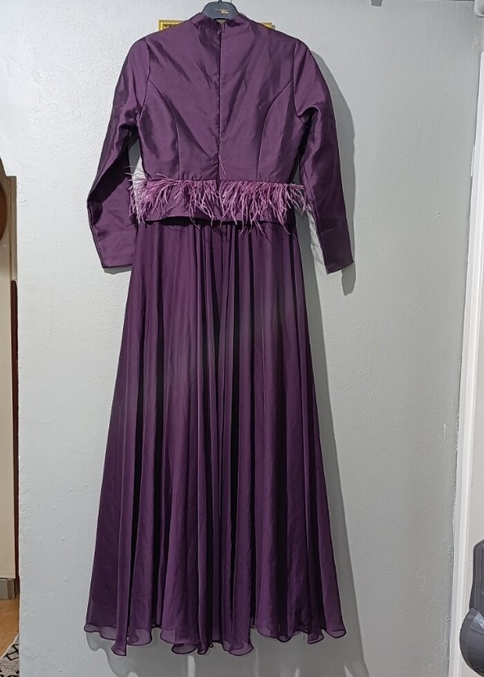 Tafta abiye arkası tül detayli - Görsel 5