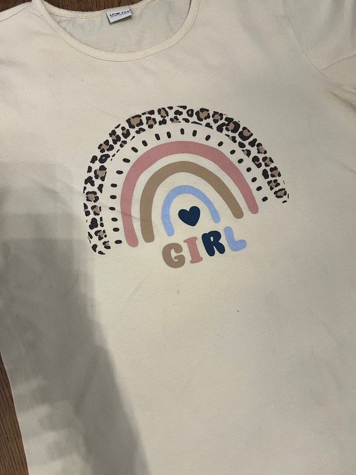 Beyaz Baskılı Kız Tişörtü - Görsel 4