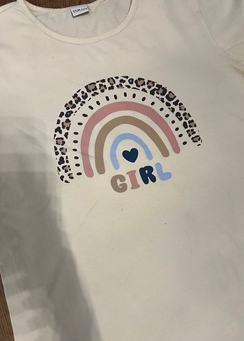 Beyaz Baskılı Kız Tişörtü - Görsel 4