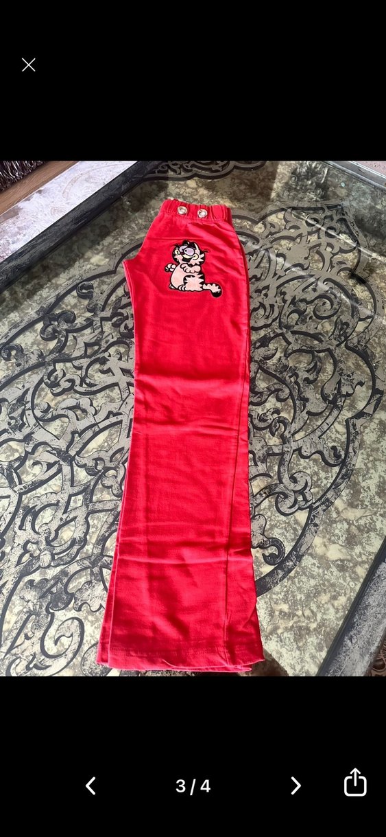 Kadın Kırmızı Nakışlı Fermuarlı Eşofman Altı - Görsel 2