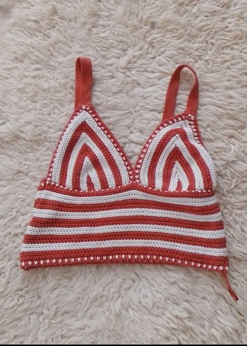 Nakışlı Kırmızı Mini Bralet