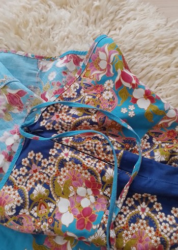 Mavi Bohem Drapeli Mini Etek - Görsel 7