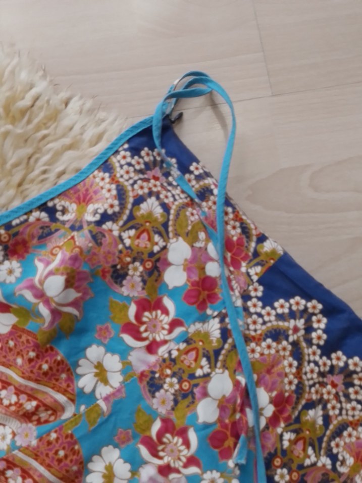 Mavi Bohem Drapeli Mini Etek - Görsel 3