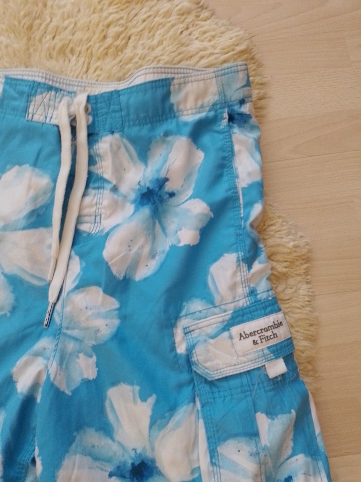 Mavi Çiçek Desenli Erkek Mini Şort - Görsel 5