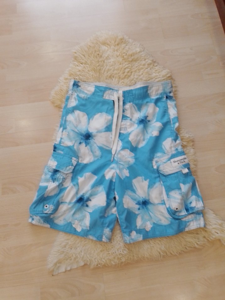 Mavi Çiçek Desenli Erkek Mini Şort - Görsel 2