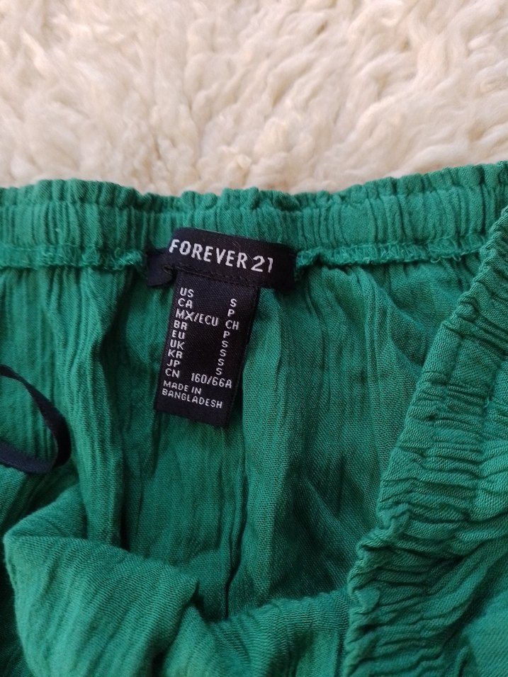 Yeşil Keten Straplez Mini Tulum - Görsel 3