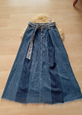 Pepe jeans kadın Kemerli Uzun Kot Etek