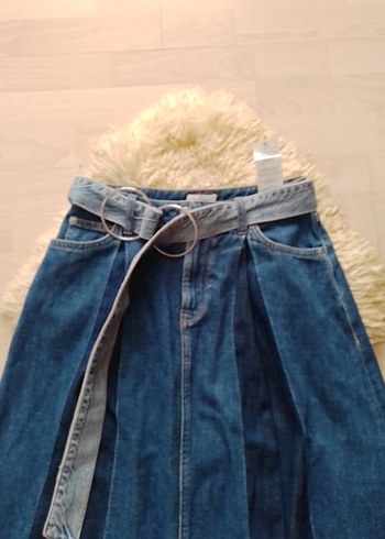 Pepe Jeans Pepe jeans kadın Kemerli Uzun Kot Etek