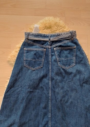 xs Beden mavi Renk Pepe jeans kadın Kemerli Uzun Kot Etek