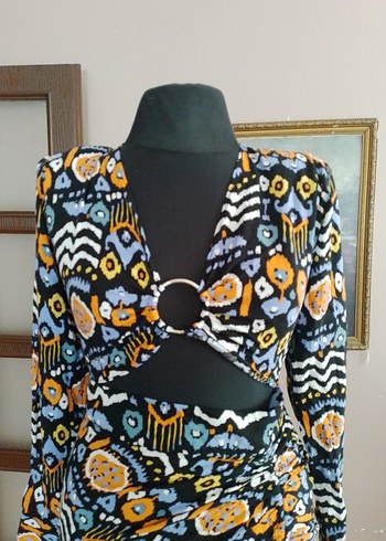 Vakko New arrivals Bağcıklı Bohem Mini Tunik