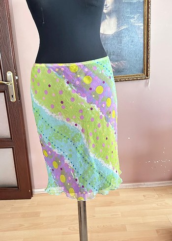 Bohem Çok Renkli Midi Bağlamalı Etek - Görsel 5