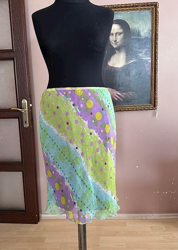 Bohem Çok Renkli Midi Bağlamalı Etek - Görsel 7