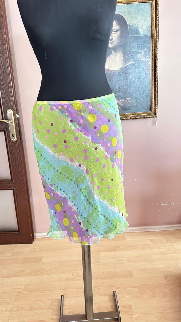 Bohem Çok Renkli Midi Bağlamalı Etek - Görsel 5