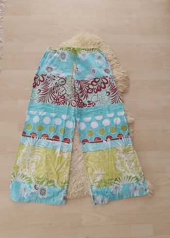 Renkli Batik Desenli Bol Kesim Kadın pamuk Pantolon