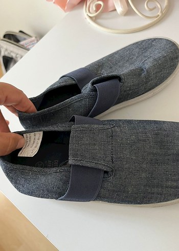 TOMS Erkek Gri Mavi Kot Espadril Velcro