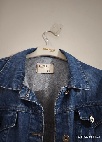 Düğmeli Mavi Kadın Denim Ceket - Görsel 2