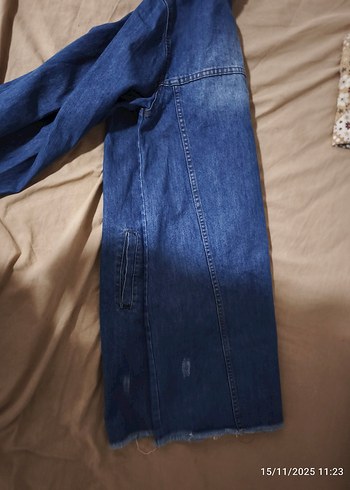 Düğmeli Mavi Kadın Denim Ceket - Görsel 7