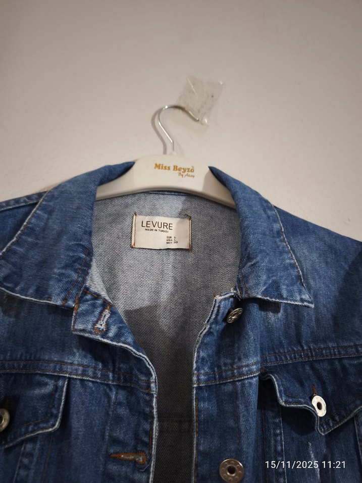 Düğmeli Mavi Kadın Denim Ceket - Görsel 2