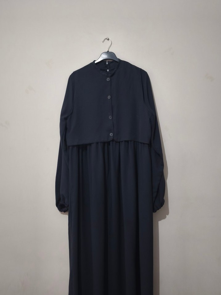 Siyah Uzun Kollu Uzun Elbise ferace elbise - Görsel 3