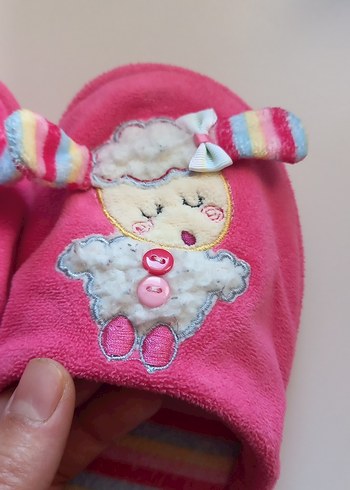 Düğmeli Nakışlı Kız Çocuk Pembe Sıcak Terlik - Görsel 2