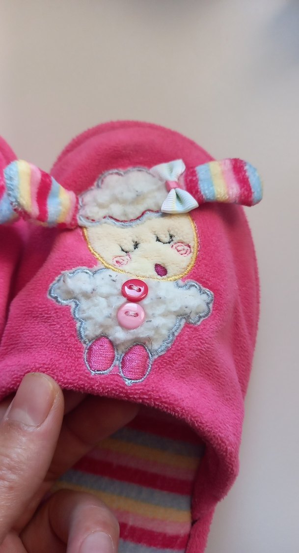 Düğmeli Nakışlı Kız Çocuk Pembe Sıcak Terlik - Görsel 2