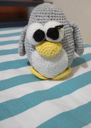Gri Örgü Penguen Peluş Oyuncak