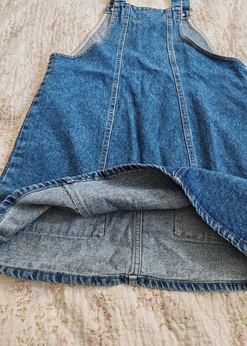 Addax Kadın Kot Mini Salopet, Askılı, Cepli - Görsel 6