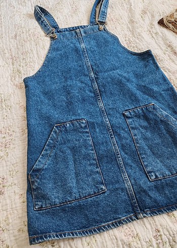 Addax Kadın Kot Mini Salopet, Askılı, Cepli - Görsel 2