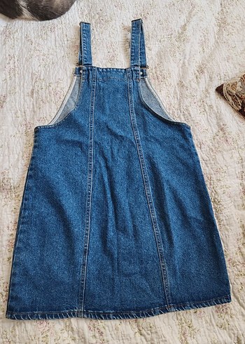 Addax Kadın Kot Mini Salopet, Askılı, Cepli - Görsel 5