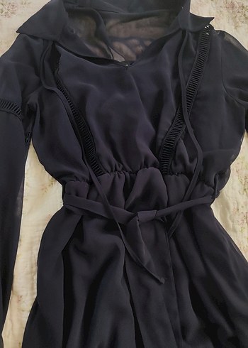 MİLLA Lacivert Yaka Detaylı Astarlı Şifon Dokuma Elbise - Görsel 10