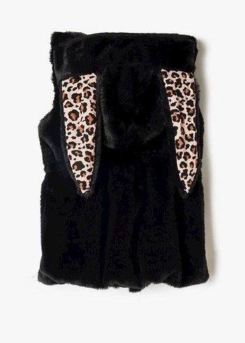 Leopar Desenli pelush Kız çocuk yelek - Görsel 2