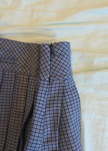 Zara Mor Ekoseli Pilili Mini Etek