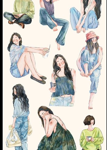 Cute girls sticker seti - Görsel 2