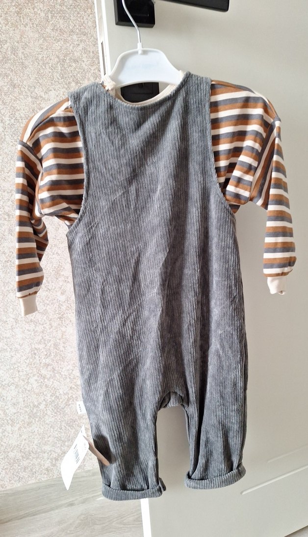 Gri Örme Erkek Bebek Salopet - Görsel 2