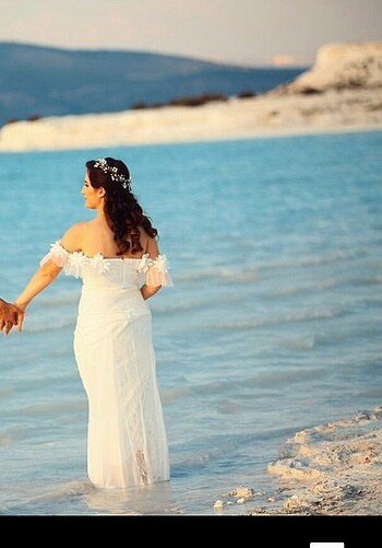 Beyaz Şık Sade Elbise - Görsel 6