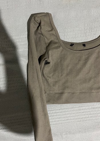 haki Uzun Kollu Crop Top