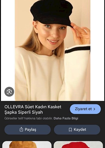 Siyah Süet Kadın Kasket Şapka