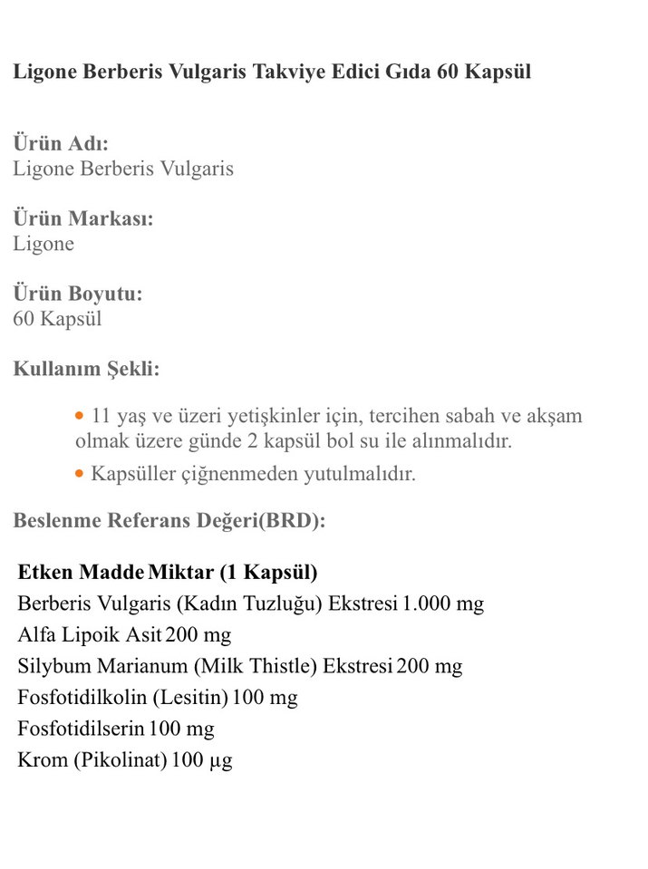 Ligone Berberis Vulgaris Bitkisel Kapsül 60'lı - Görsel 4