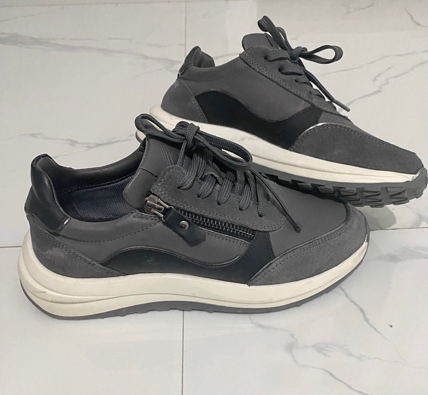 Greyder Gri Fermuarlı Deri Kadın Spor Ayakkabı - Görsel 2