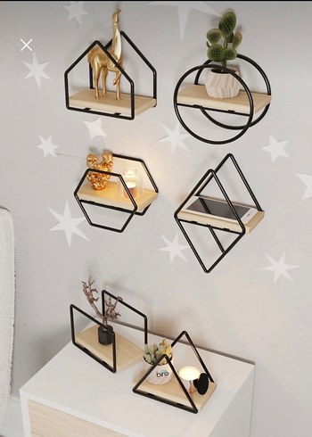 Paslanmaz Çelik ve Doğal Ahşap 6 Parçalı Raf Seti - Görsel 2