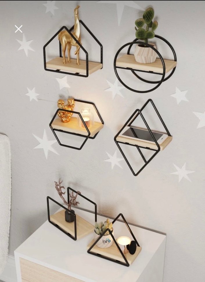 Paslanmaz Çelik ve Doğal Ahşap 6 Parçalı Raf Seti - Görsel 2