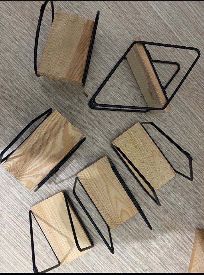 Paslanmaz Çelik ve Doğal Ahşap 6 Parçalı Raf Seti - Görsel 3