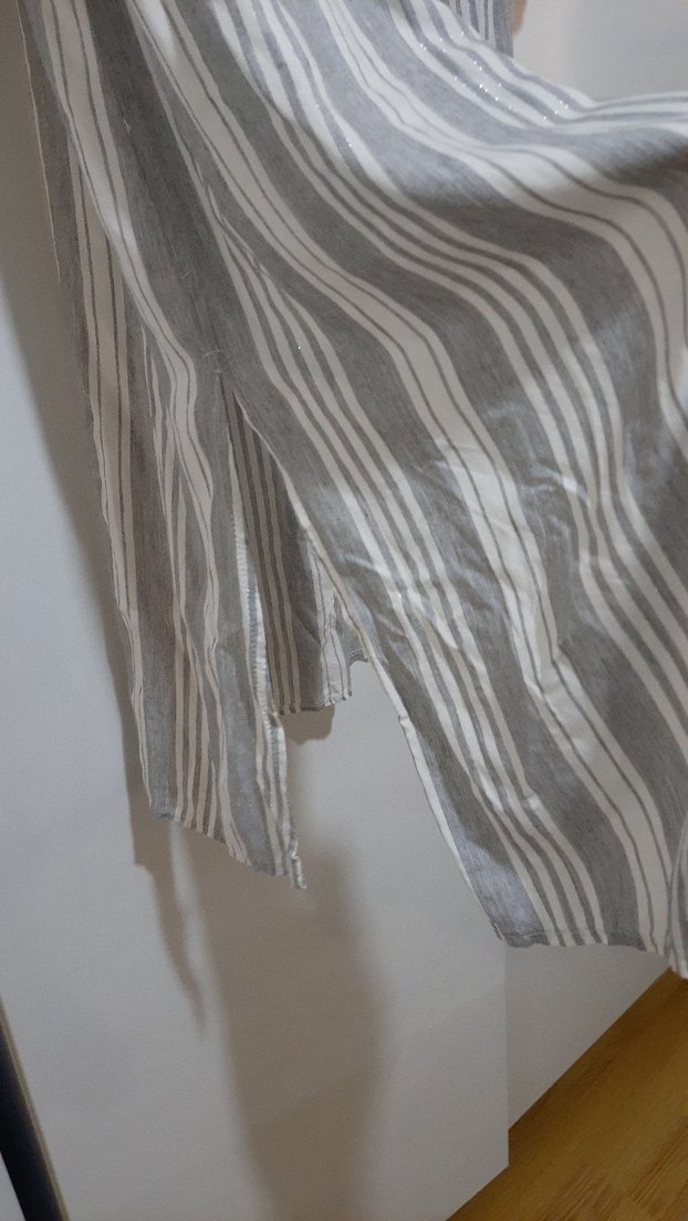 Gri Çizgili gomlek tunik - Görsel 2