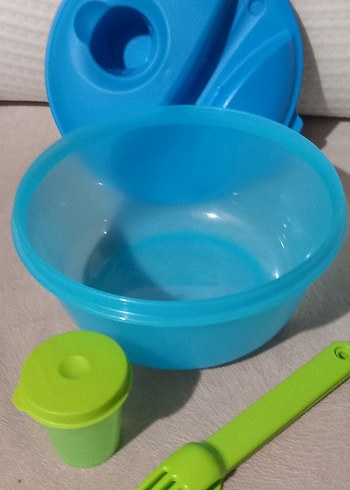 Mavi Renkli Plastik Saklama Kabı ve Çatal 1.lt4 - Görsel 2