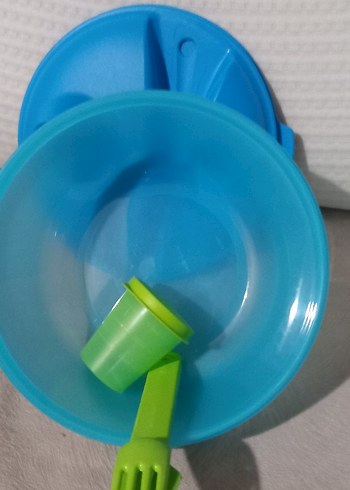 Mavi Renkli Plastik Saklama Kabı ve Çatal 1.lt4 - Görsel 3